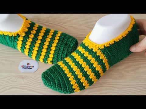 Видео: Вязание красивых моделей носков - вязание крючком для дамских носков