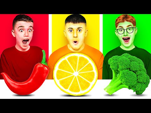 Видео: КРАСНАЯ ЗЕЛЕНАЯ ЖЕЛТАЯ ЕДА ЧЕЛЛЕНДЖ !