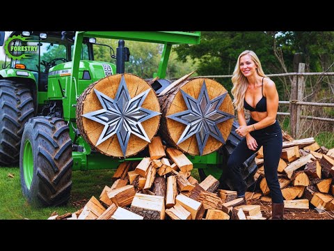 Видео: Самая быстрая и большая машина для обработки дров | Опасная большая бензопила для резки деревьев №20