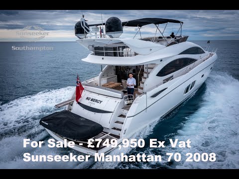 Видео: Sunseeker Manhattan 70 продаётся — полный тур и морские испытания — 750 000 фунтов стерлингов без...