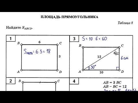 Видео: 8 класс. Площадь прямоугольника. Задачи на готовых чертежах. Балаян Э.Н.