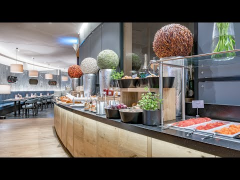 Видео: Aqua Dome 4 Sterne Superior Hotel & Tirol Therme Längenfeld, breakfast. Austria. Завтрак. Австрия.