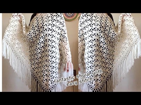 Видео: Как связать чудесную женскую шаль элегантного дизайна крючком.