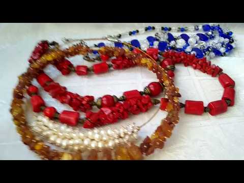 Видео: Переделка бус . Коралл, янтарь,  кошачий глаз Jewellery made of natural stones. Necklaces Намиста