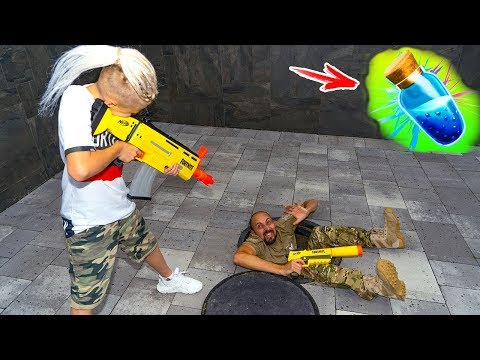Видео: Кто выпил зелье ФОРТНАЙТ !!!  I am against dad ... who will win ???