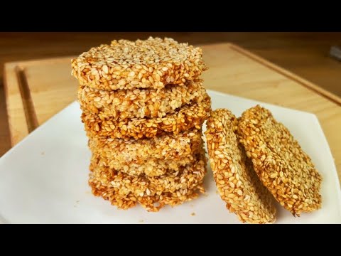 Видео: БЕЗ муки! Хрустящее кунжутное печенье, 3 ИНГРЕДИЕНТА всего за 3 МИНУТЫ! 👌