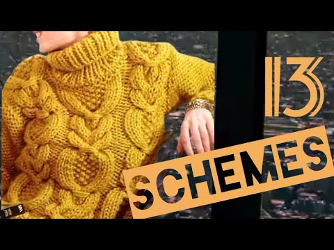 Видео: Модные пуловеры, свитеры со схемами вязания. Fashionable pullovers, sweaters with knitting patterns.