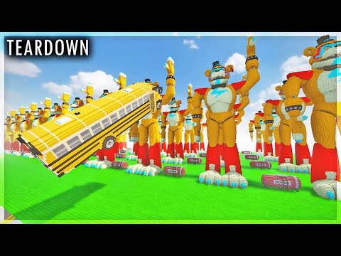 Видео: МАШИНЫ ПРОТИВ АРМИИ МИШЕК ФРЕДДИ В TEARDOWN!