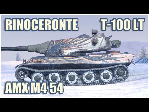 Видео: AMX M4 54, Rinoceronte & Т-100 ЛТ • WoT Blitz Gameplay