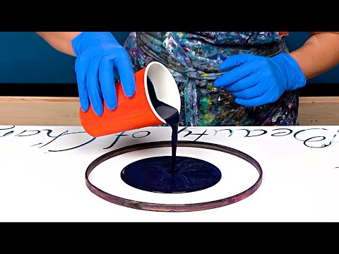 Видео: Яркие цвета на темной основе😍 Великолепные идеи для творчества! Акриловая заливка ~ флюид арт