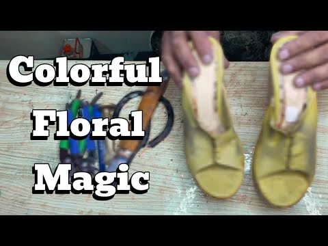 Видео: От старого жёлтого к цветочной магии | Яркое преображение каблуков