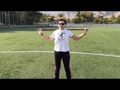 Видео: Общеразвивающее упражнение (ОРУ): упр. с гимнастической палкой для урока физкультуры.