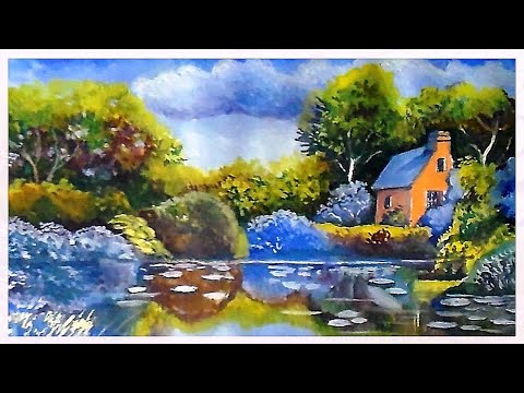 Видео: Как нарисовать летний пейзаж гуашью  Живопись.