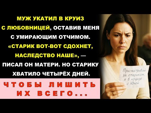 Видео: Муж Сбежал На Круиз С Любовницей, Оставив Записку И Умирающего Отчима, Но Он Не Знал, Что Его Ждёт