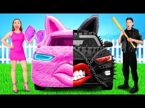 Видео: Розовая машина vs Черная машина Челлендж | Смешные Cитуации от Funny Funny