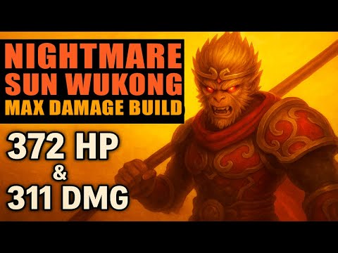 Видео: Sun Wukong Max DMG Nightmare || Сунь Укун Кошмар 372 HP 311 DMG Ravenswatch