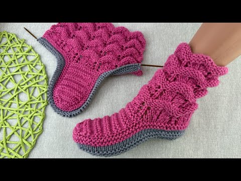 Видео: СЛЕДКИ-носки на двух спицах. Мастер класс для начинающих