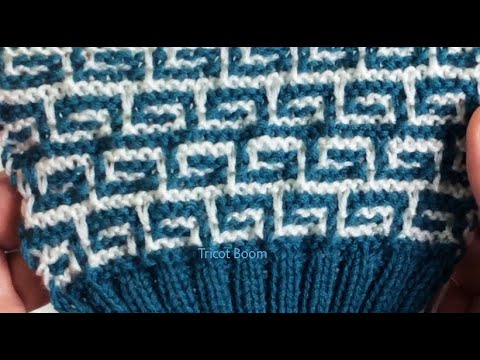 Видео: Греческий орнамент / Мозаичное вязание / Вязание спицами.