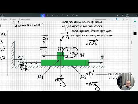 Видео: #4 Динамика. Брусок и доска друг на друге и связаны нитью, найти массу m