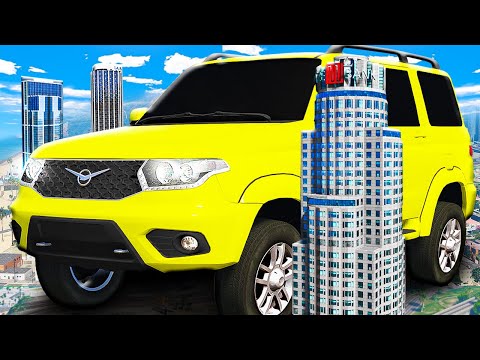 Видео: КАТАЕМСЯ НА ГИГАНТСКОМ УАЗ ПАТРИОТЕ В ГОРОДЕ! ОГРОМНЫЕ РУССКИЕ МАШИНЫ 🌊 ГТА 5 МОДЫ МУРКА