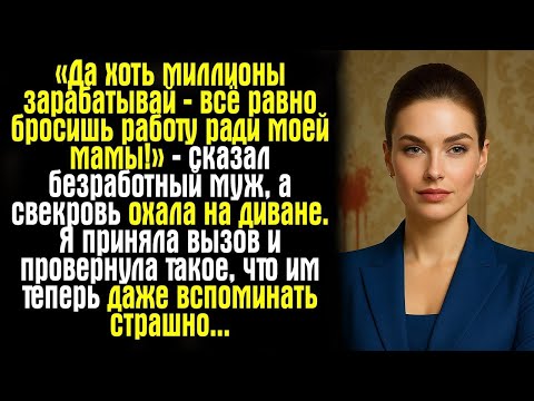 Видео: «Да хоть миллионы зарабатывай — всё равно бросишь работу ради моей мамы!» — сказал безработный муж..