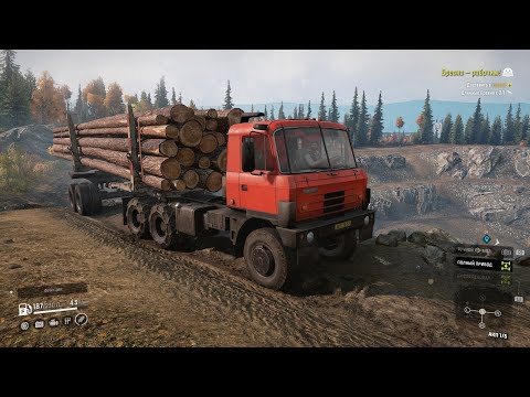 Видео: SnowRunner - Tatra T815 S1[T815-24BN01] - доставить в карьер длинные брёвна