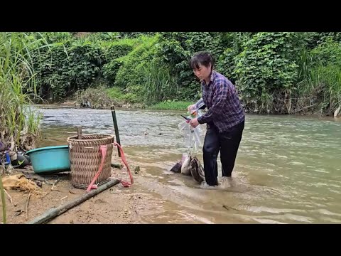 Видео: День из жизни: Женщина ловит рыбу ради выживания