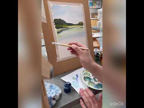 Видео: Пейзаж 🎨гуашь