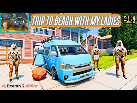 Видео: Тест Toyota Hiace BeamNG Mod | Реалистичное вождение фургона с Logitech G29