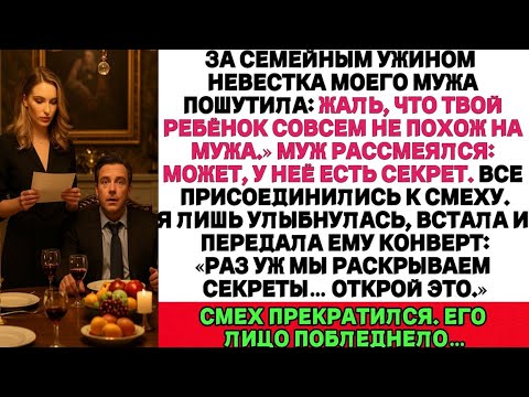 Видео: На ужине все смеялись, что ребёнок чужой. Я просто подала конверт с правдой..!
