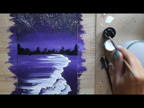 Видео: Ночное море | Правополушарное рисование | простой рисунок гуашью