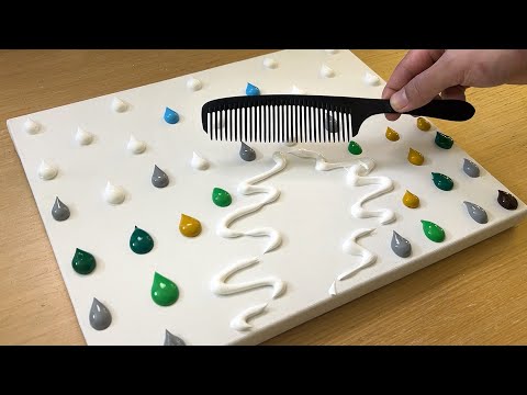 Видео: Техника рисования гребнем / Акриловая живопись / Как нарисовать эффект отражения в воде