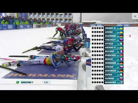 Видео: Биатлон. Этап Кубка мира в Антхольце. Женский масс-старт. 21.01.2018