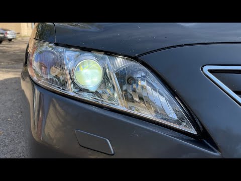 Видео: Улучшение света на Тойота Камри. Замена линз на Bi Led, замена ламп габаритов на Led, новые стекла.
