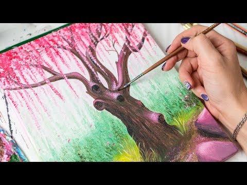 Видео: Дерево Сакуры - Рисование акрилом/ Homemade Illustration (4k)