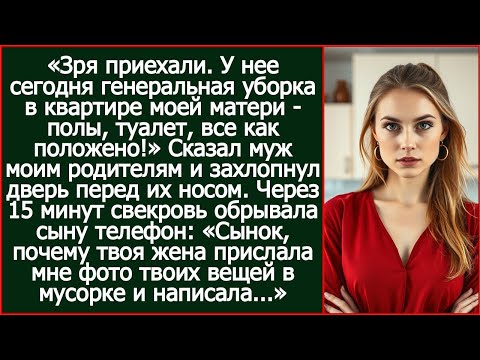 Видео: «Зря приехали. У нее сегодня генеральная уборка в квартире моей матери!» Сказал муж моим родителям