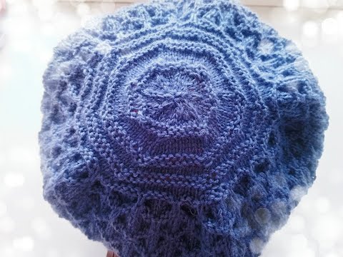 Видео: Женский берет спицами.  Объемный и простой узор.