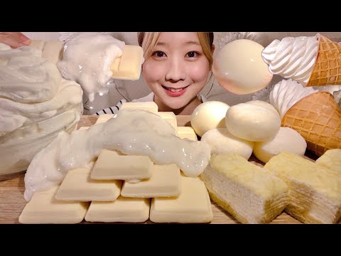 Видео: ASMR Мороженое из белого шоколада и белый десерт【русские субтитры】【Mukbang/ Eating Sounds】