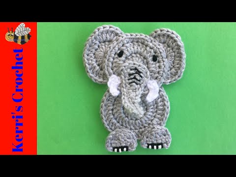 Видео: Вязание крючком Easy Elephant Tutorial - Учебное пособие по вязанию крючком аппликации