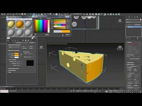 Видео: 3d max Как нарисовать кусочек сыра с дырками. Spline. Bevel. Boolean