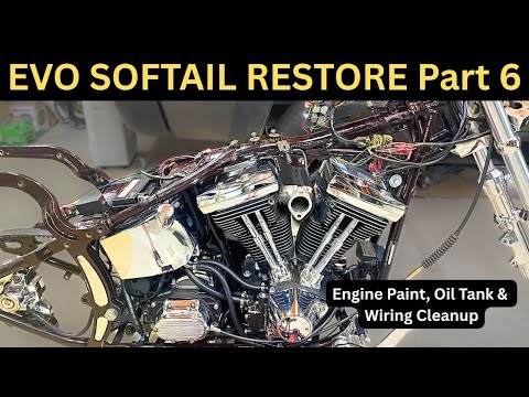 Видео: ПРОЕКТ EVO SOFTAIL Часть 6. Покраска двигателя, очистка проводки и масляного бака. 89 Harley-Davi...