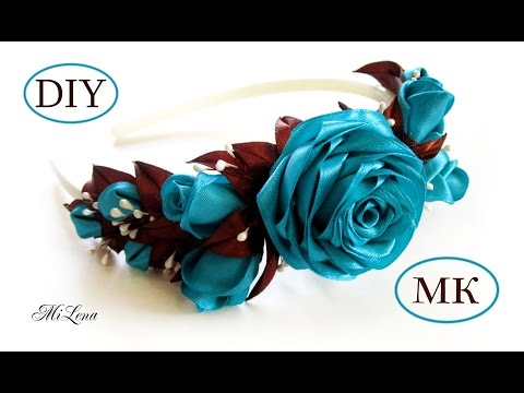 Видео: Ободок с розами, МК / DIY Rose Headband / Rose tutorial / Роза канзаши
