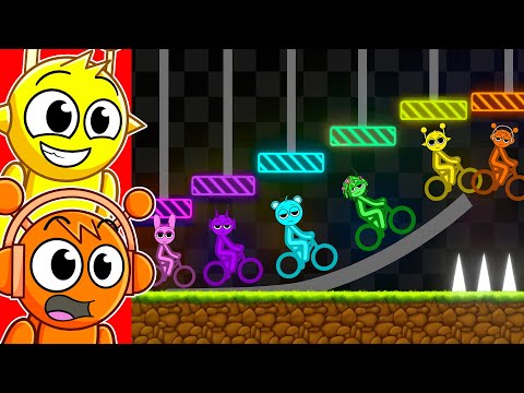 Видео: Sprunki STICKMAN Bike Race!! (Сумасшествие)