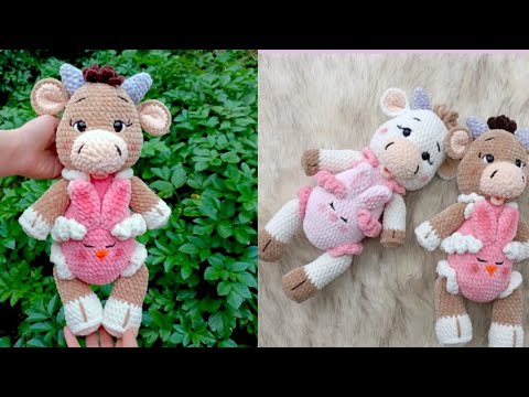 Видео: Коровка/бычок с плюшевой пряжи|Вяжем амигуруми крючком из плюшевой пряжи#tutorial #мастеркласс