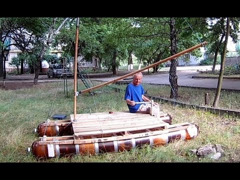 Видео: Катамаран за 1000 рублей из ПЭТ кег - рангоут и такелаж часть 6
