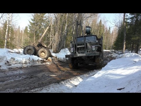 Видео: Застрял в яме и не зря. Урал лесовоз.