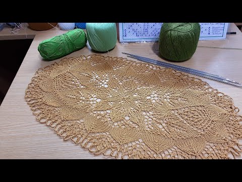 Видео: Ажурные салфетки спицами. Салфетка  16 (часть 1).
