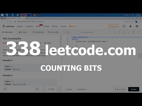 Видео: Разбор задачи 338 leetcode.com Counting Bits. Решение на C++