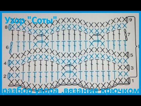 Видео: Узор " СОТЫ" в 2 цвета , Вязание КРЮЧКОМ по Схеме , crochet beautiful pattern  ( узор № 358)