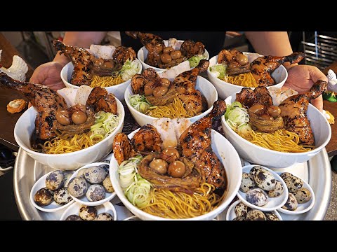 Видео: Увенчан огромной начинкой из куриных ножек! Удивительный японский рамен / корейская уличная еда